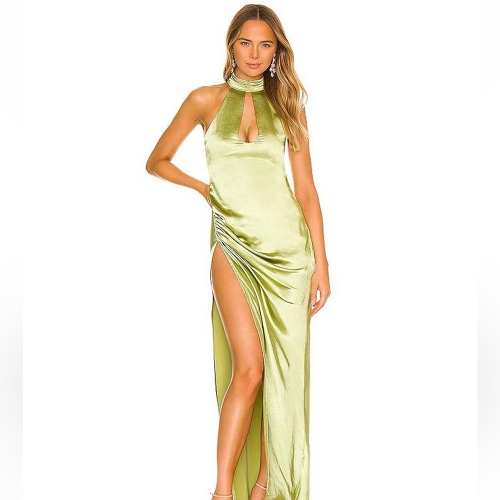 For Love And Lemons Green Satin Dress